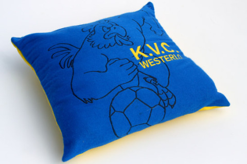 Custom woven pillow blue