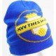 Custom football beanie hat blue yellow