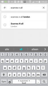 Screenshot mobile find Scarves N all on Google Maps