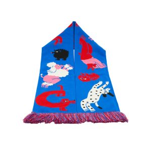 Custom art dogs design scarf in blue & red
